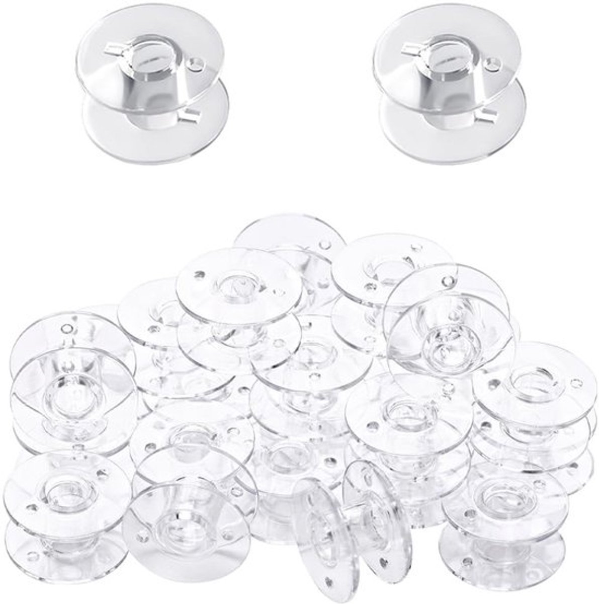 Naaigaren 100 Stuks - Naaimachine Spoelen - Borduurspoelen - Naaiaccessoires - Plastic - Transparant - Universele Maat - Draadspoelen