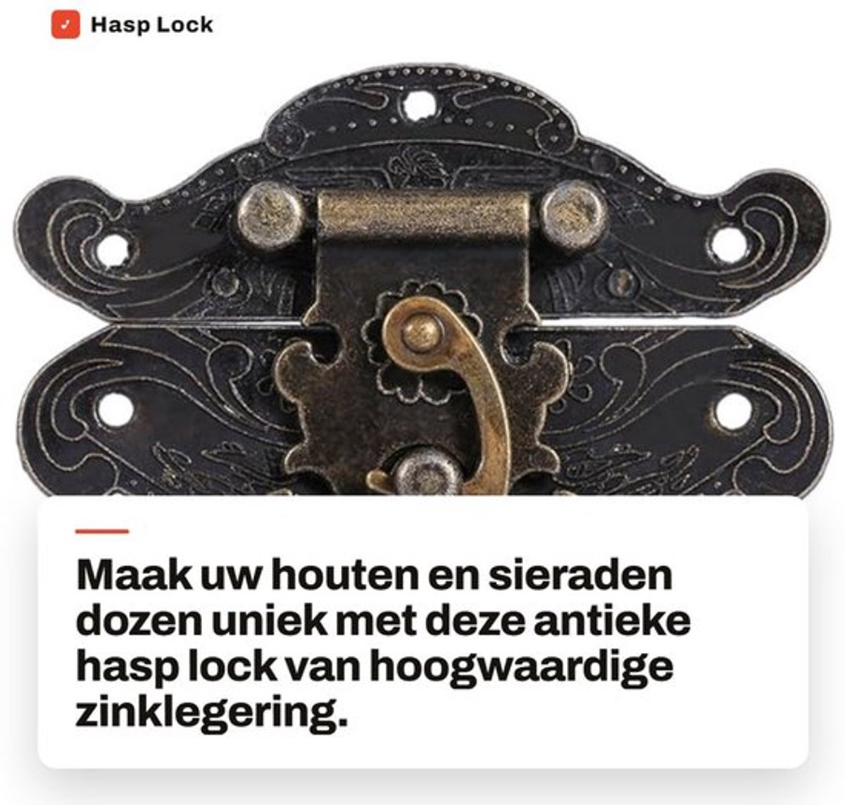 Hasp Slot Antiek Design - Zinklegering - 2.5 x 2.1 cm - Decoratieve Hardware - Inclusief Schroeven - Voor Houten Dozen