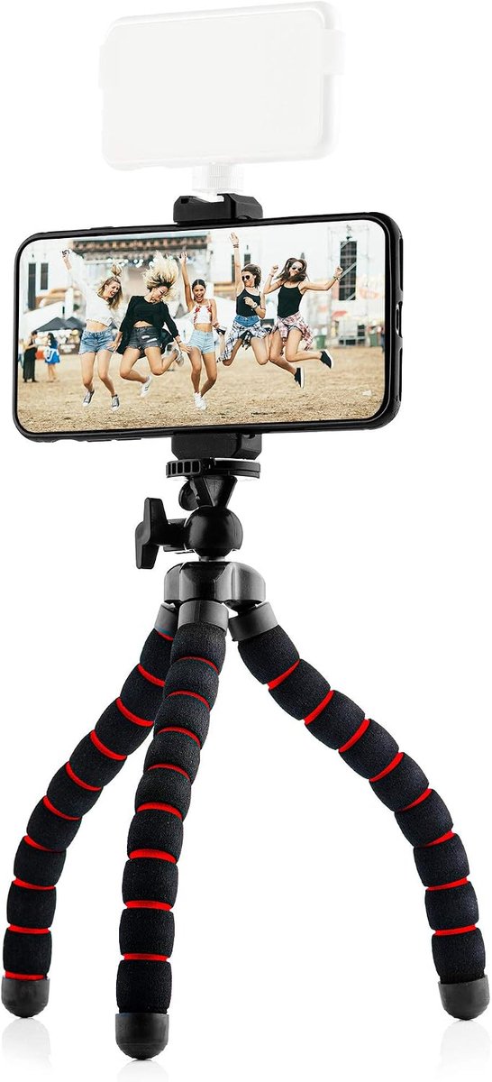 Flexibele tripod tot 26cm - Zwart/Rood - Geschikt voor smartphone/camera/Go Pro - Plaats overal - ShopVlot