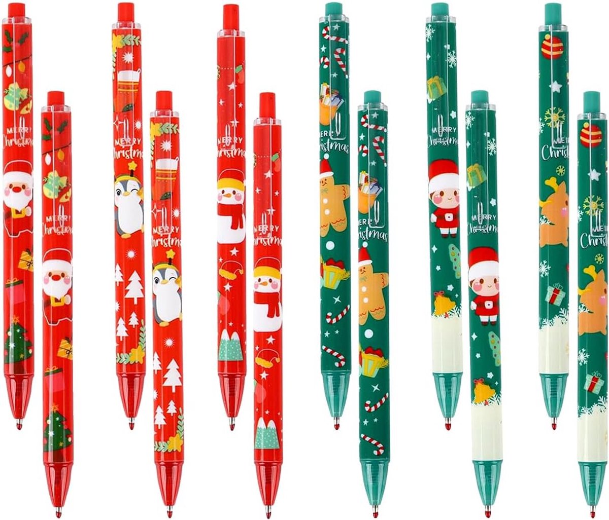 Kerst balpennen set 24 stuks - kerstfiguren - kerstcadeau - voor school en gezin - ShopVlot