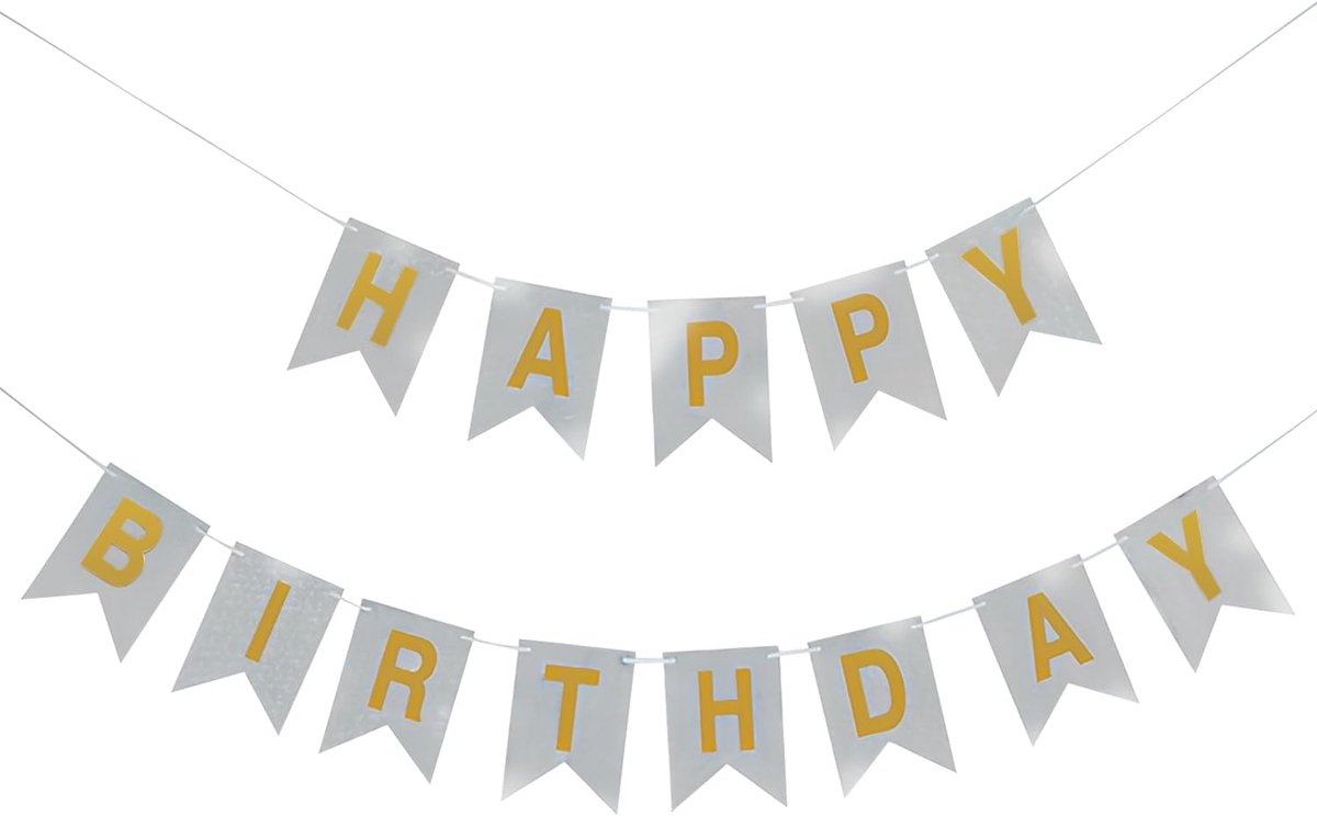 Verjaardagsgarland - Zilveren Decoratie - Papier - Creëert een feestelijke sfeer - ShopVlot
