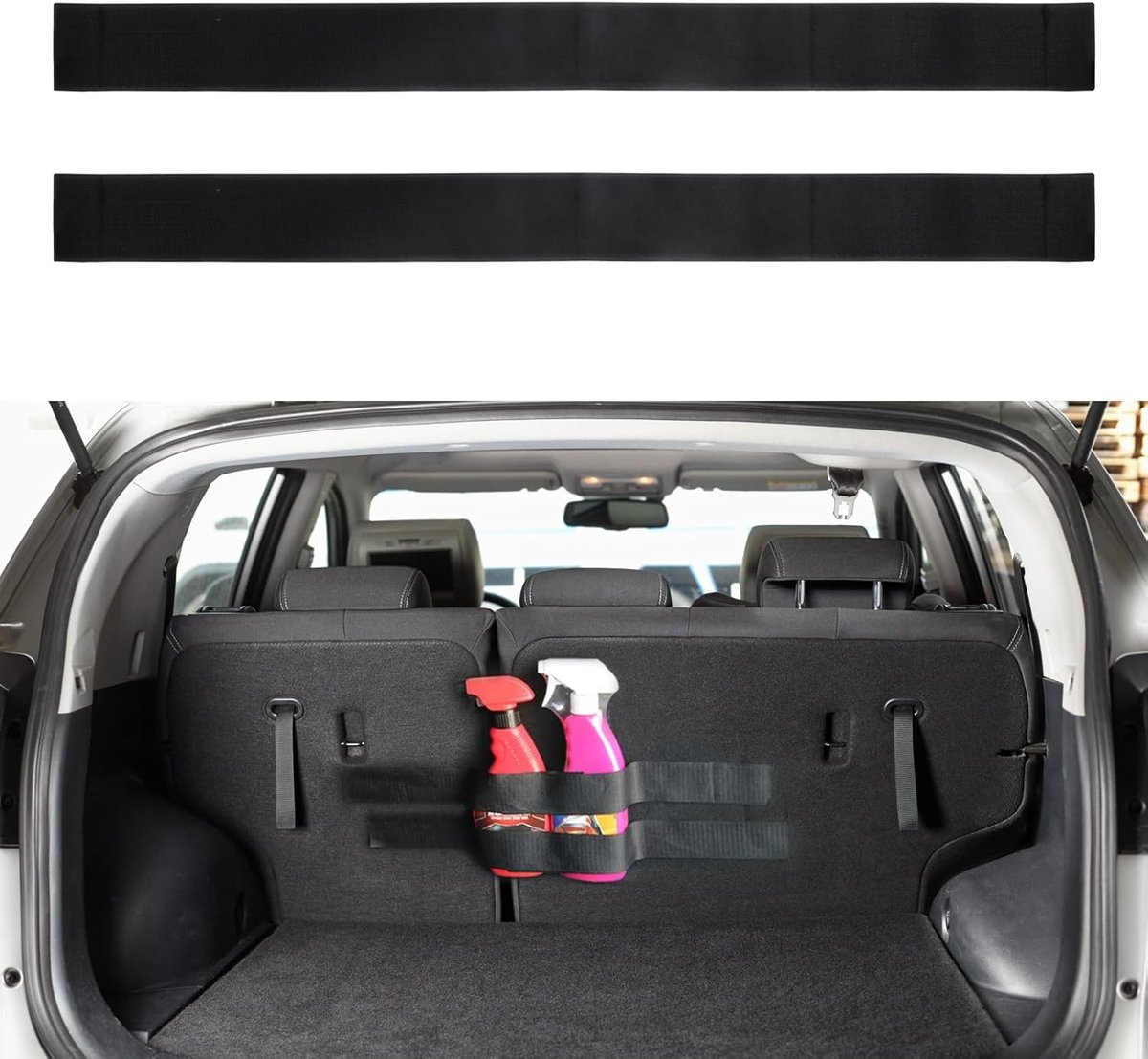 2 stuks kofferbakriemen, klittenband organizer voor de kofferbak, klittenbandriemen voor het vastzetten van spullen in de auto voor opslag en organisatie, 40 cm
