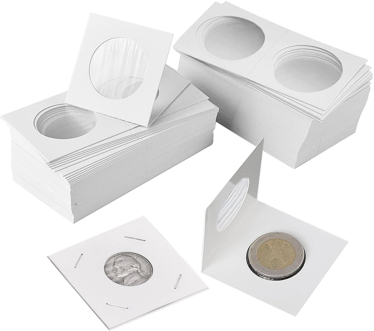 Muntenopslag 50 stuks - 33 mm en 40 mm munthouders - wit - ideaal voor verzamelaars - ShopVlot