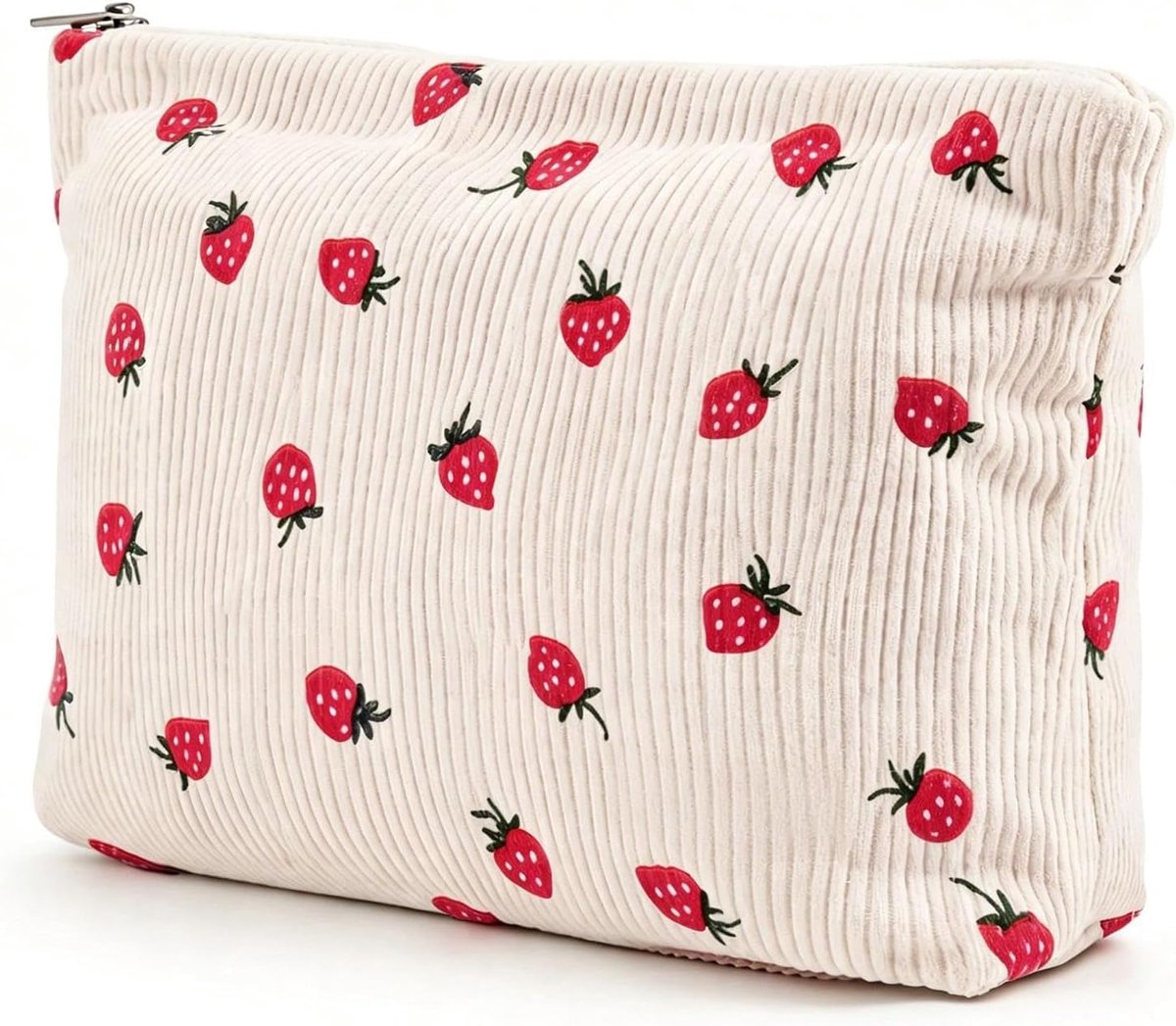 Toilettas dames 21,5x17,5 cm - corduroy - stijlvol ontwerp - ideaal voor reizen - ShopVlot