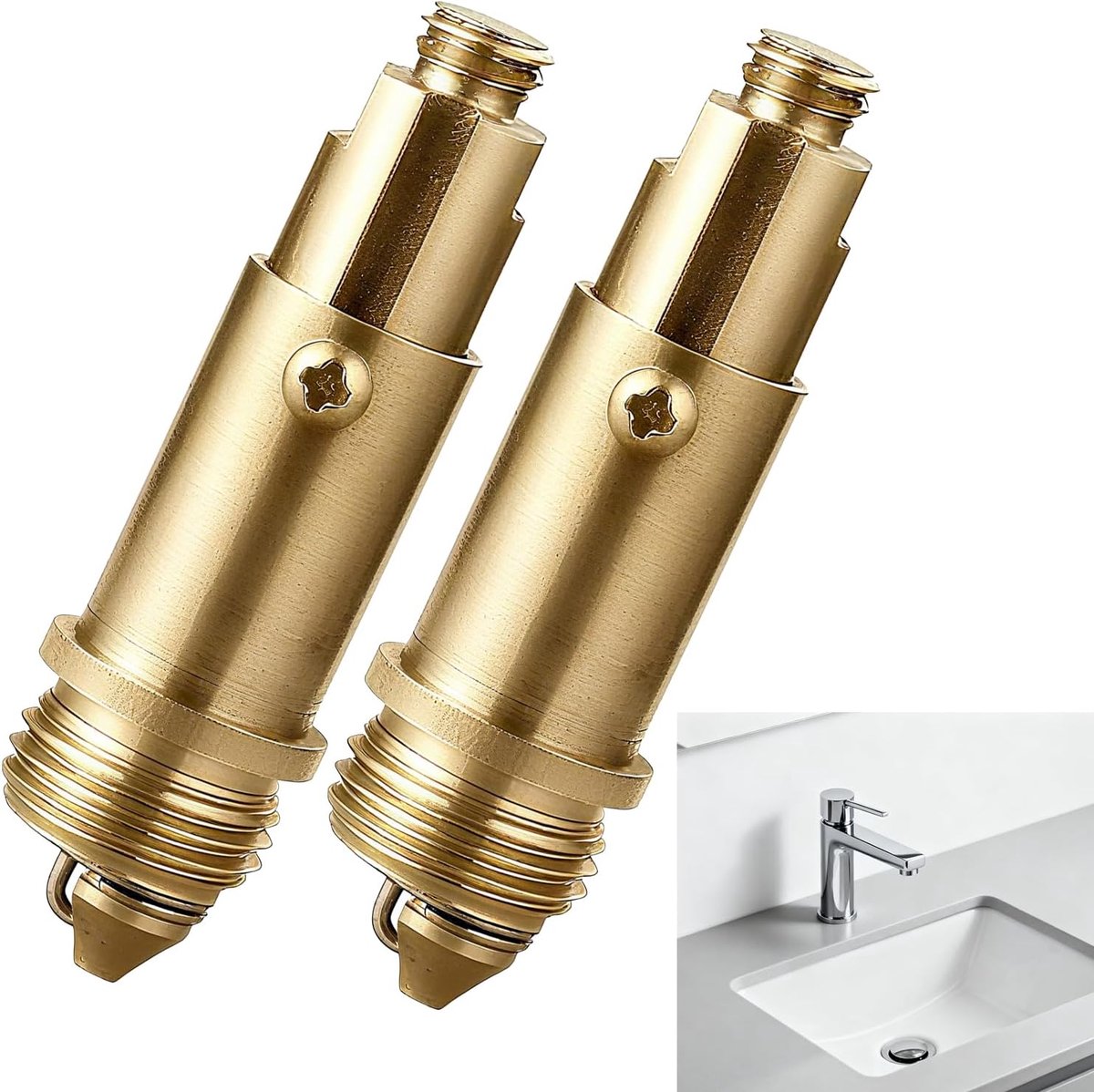 2 stuks pop-up wastafelplug vervanging - universele badplug met messing veerkern - vervanging voor wastafel - bad - keukenafvoeren - eenvoudige drukbare afvoerstop