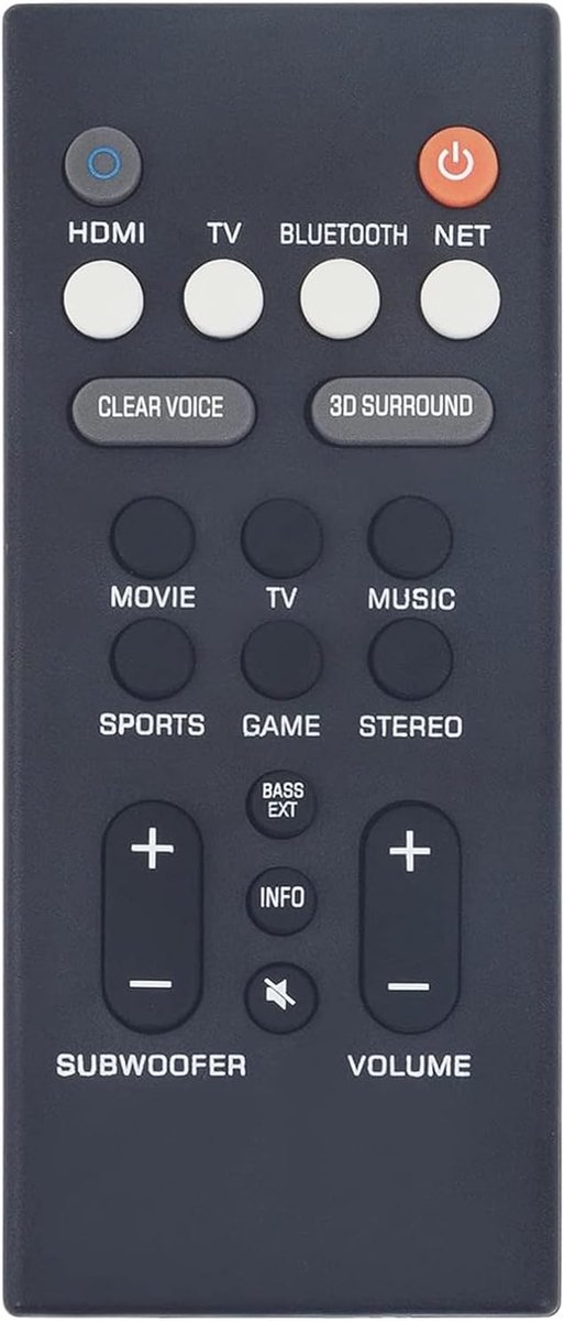 ALLIMITY Replace Remote control fit for YAMAHA Soundbar YAS-109 YAS-209 YAS109 YAS209 YAS 109 209 - ShopVlot