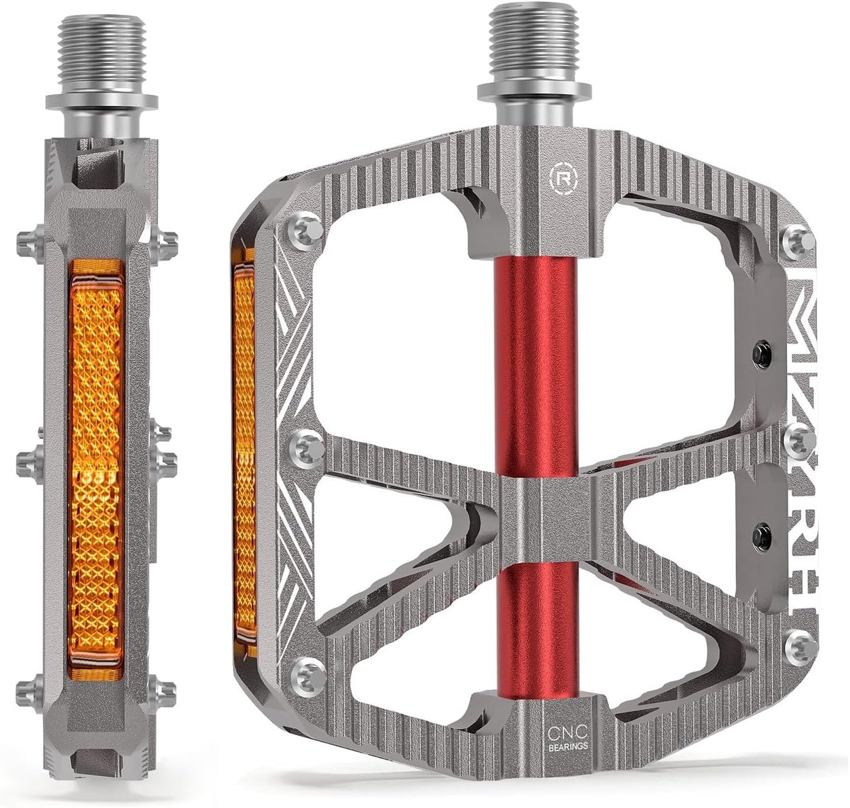 MZYRH MTB Mountain Bike Pedals with Reflectors Platform Flat Bike Pedals Aluminium Alloy Non-Slip 9/16 Inch Bicycle - ShopVlot