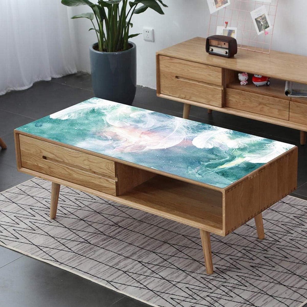 Tablecloth pvc soft plastic glass living room meeting room waterproof anti-hot TV cabinet coffee table - ShopVlot