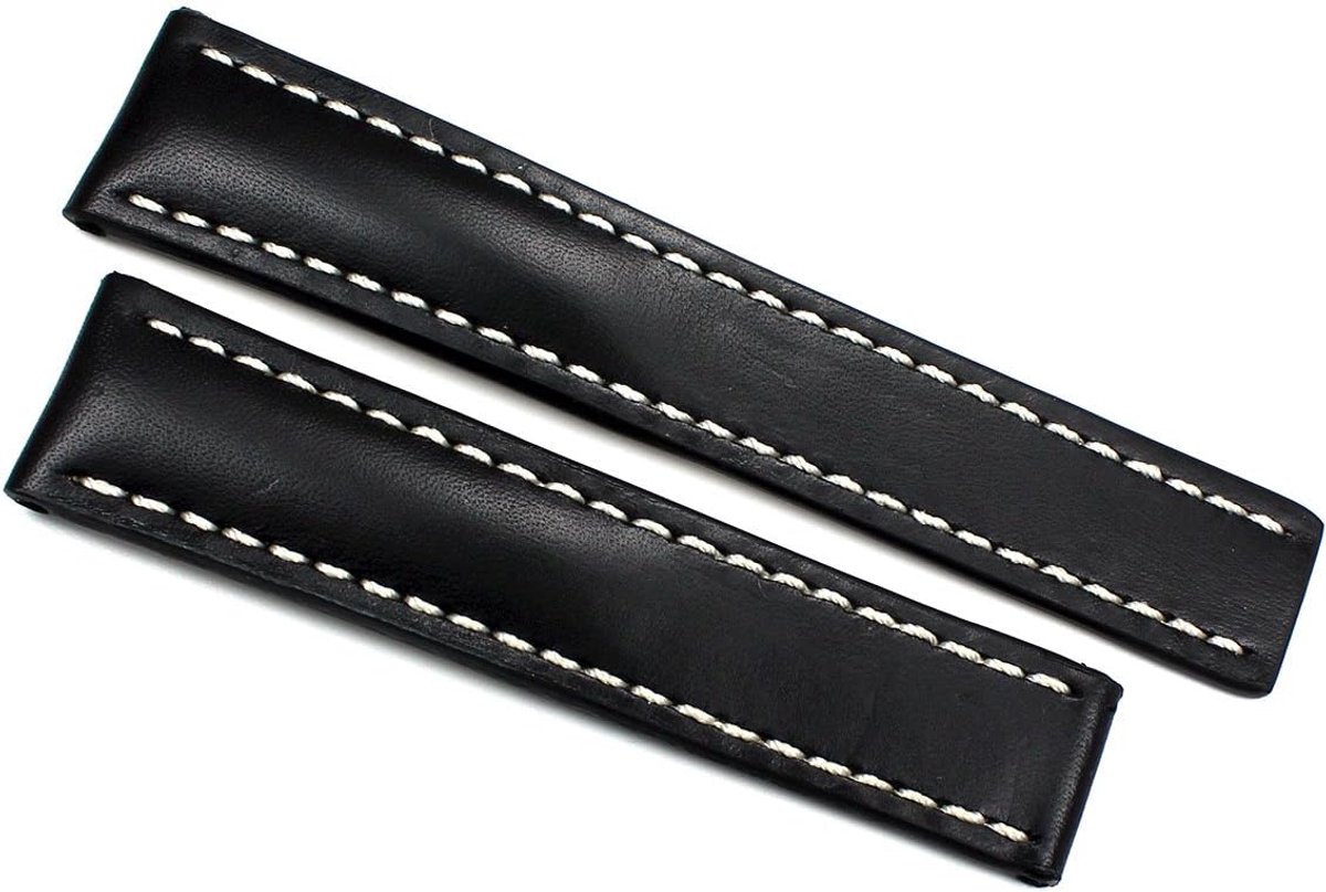 Sulla RIOS1931 22mm/18mm Black Pilot Watch Strap Compatible with Wide Jewel Leather Folding Clasp, 22mm (18mm an der - ShopVlot
