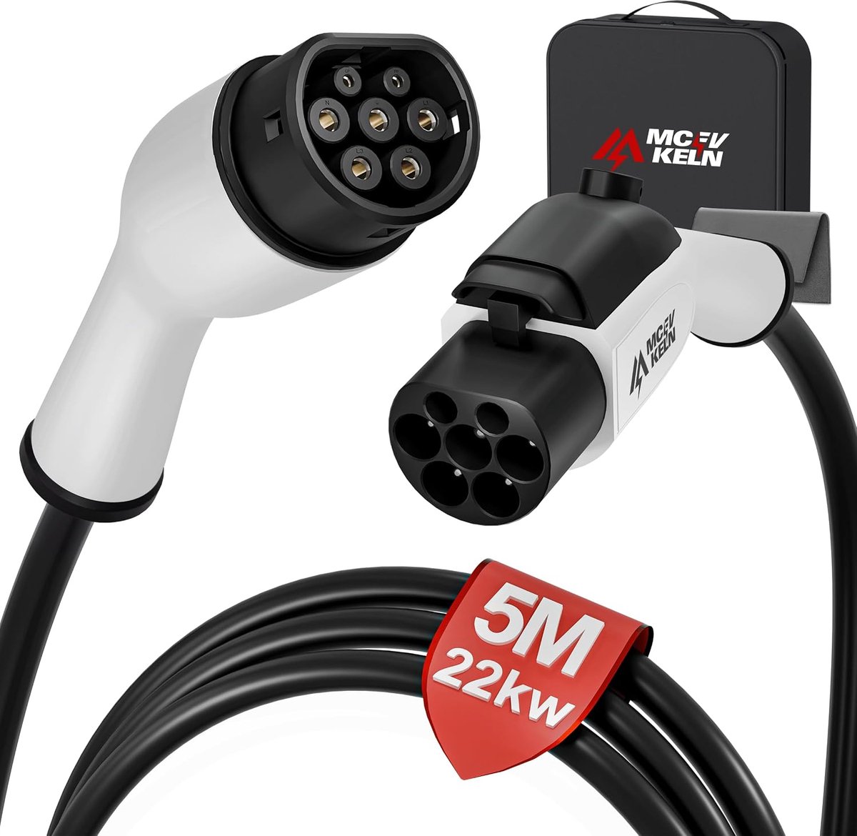 Electric Vehicle Charging Cable Extension Cable Type 2 22 kW 32 A 3 Phase 5 m Extension Cable with Lock for Hybrid and - ShopVlot