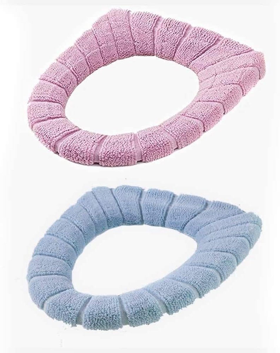 Toilet Seat Covers 2 Pieces Universal Toilet Seat Mat Washable/Soft/Thick/Stretchable Suitable for Most Family O-U - ShopVlot