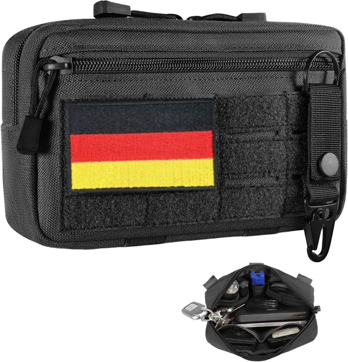 Molle Bag, Small, Molle Pouch Bag with Snap Hook, Multifunctional Tactical EDC Bag, Molle Accessory Bag for Running - ShopVlot