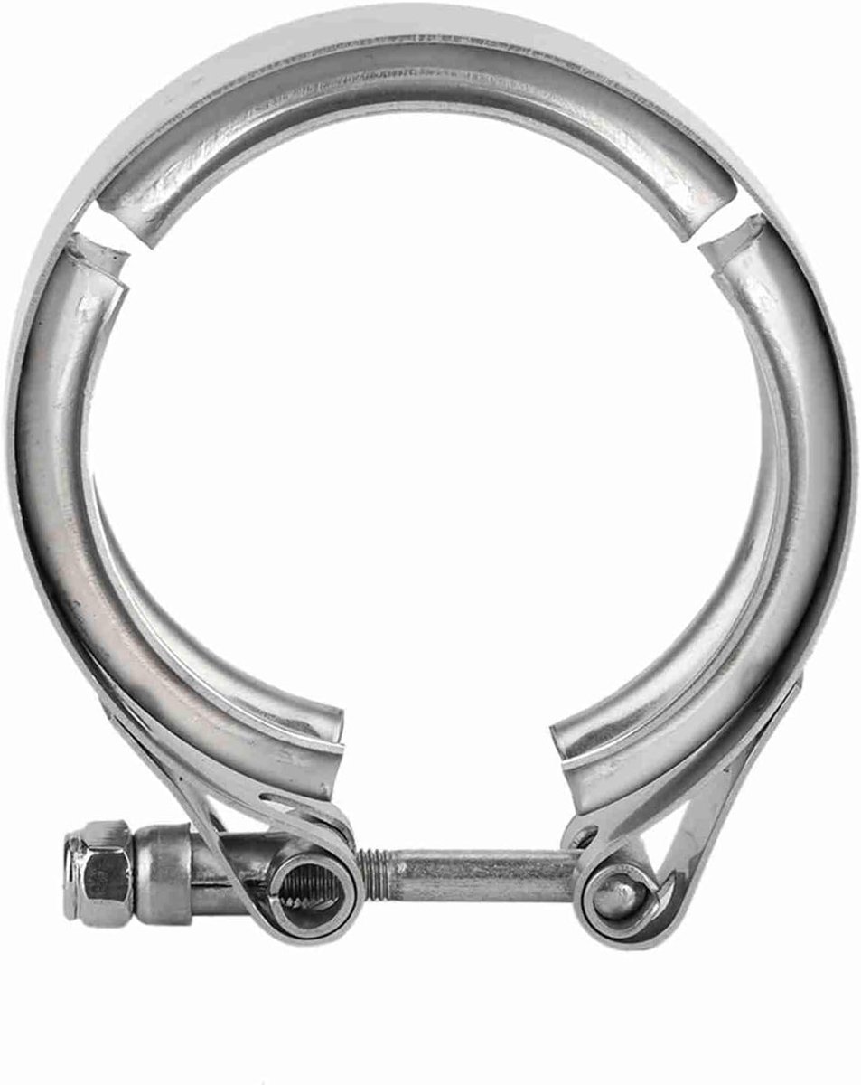 Exhaust Clamp, Stainless Steel Universal 2.5 Inch 63mm Car Car V Tire Turbo Downpipe Exhaust Clamp M6 Screw - ShopVlot