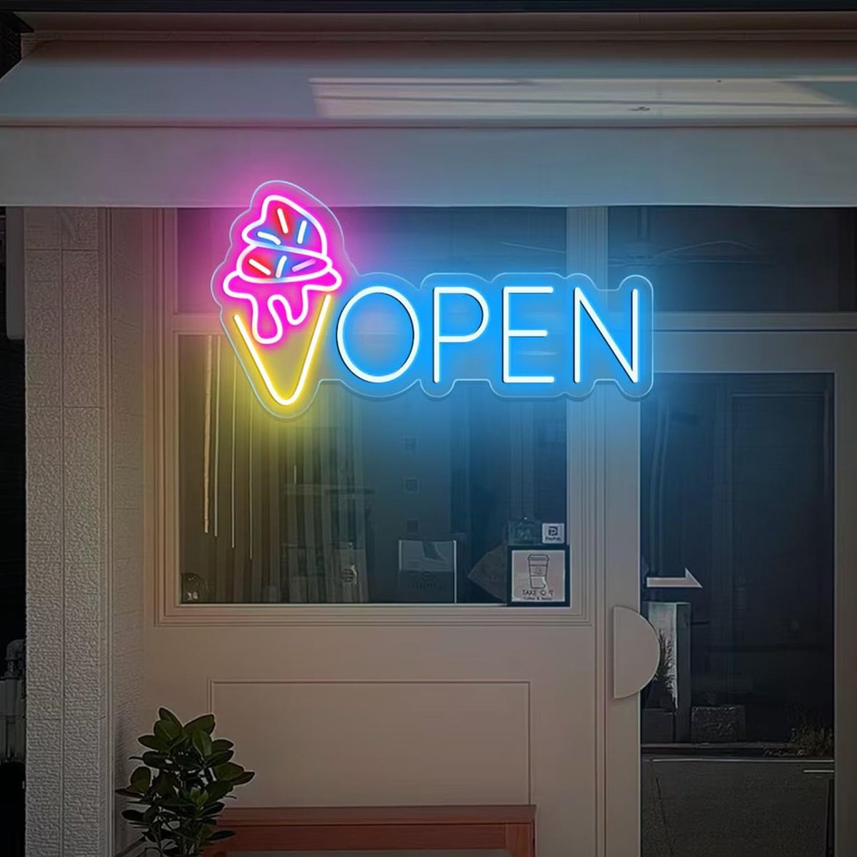 Ice Open Sign, Led Logo Sign Open Signs Custom for Coffee Shop Restaurant Open LED Neon Light Wall Decoration - ShopVlot
