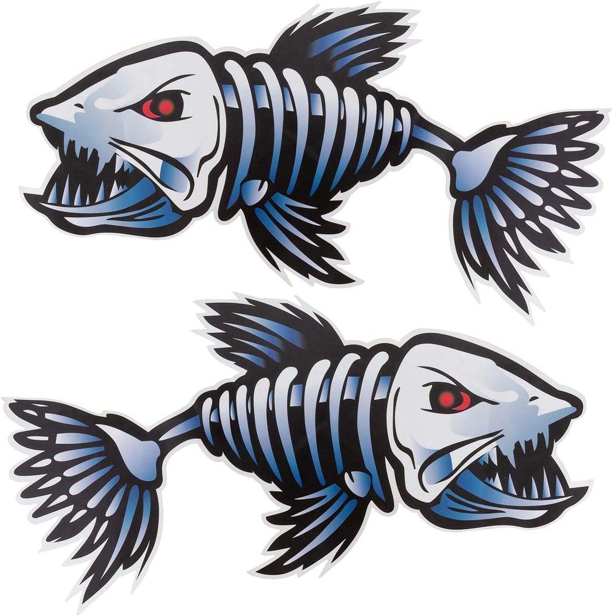 2Pcs 12.2x6.2inch Fish Skeleton Stickers Sticker Vinyl Car Decal Sticker for Kayak Fishing Car - ShopVlot