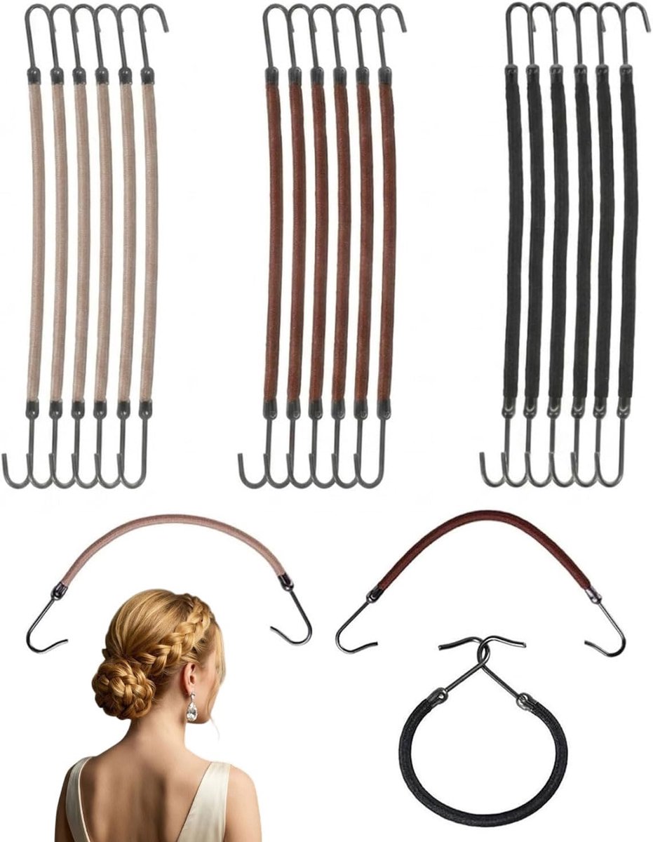 18 x verstelbare elastische band voor pruiken, met haken, antislip band voor het bevestigen van pruiken, elastische - ShopVlot