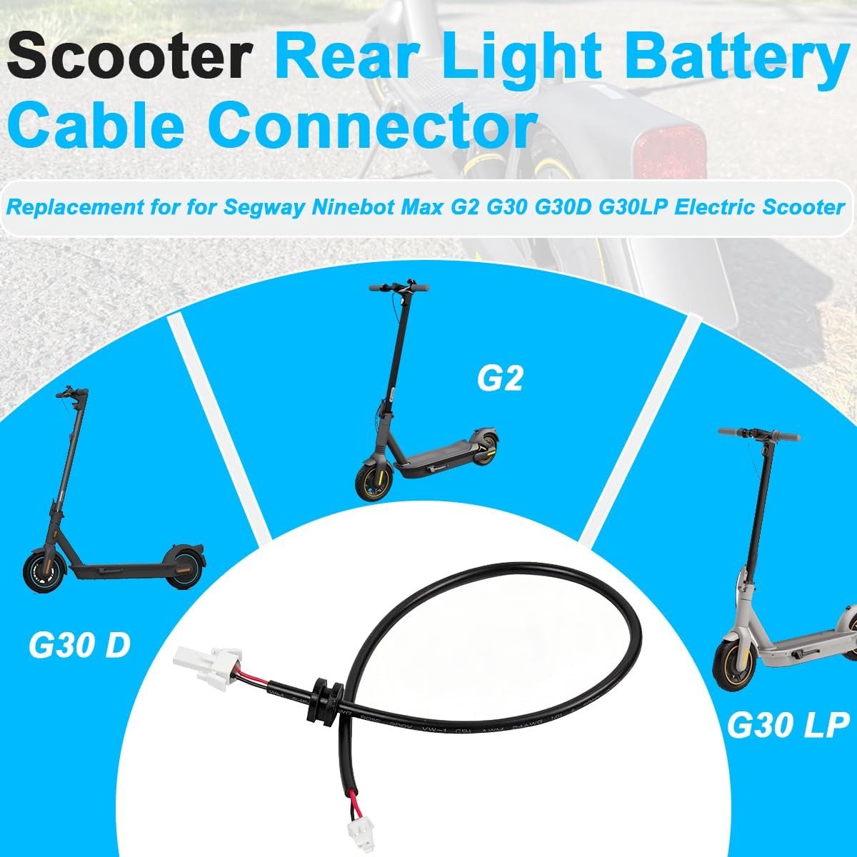 Aansluiting voor accukabel achterlicht voor Segway Ninebot Max G2 G30 G30D G30LP elektrische scooter reservekabel - ShopVlot