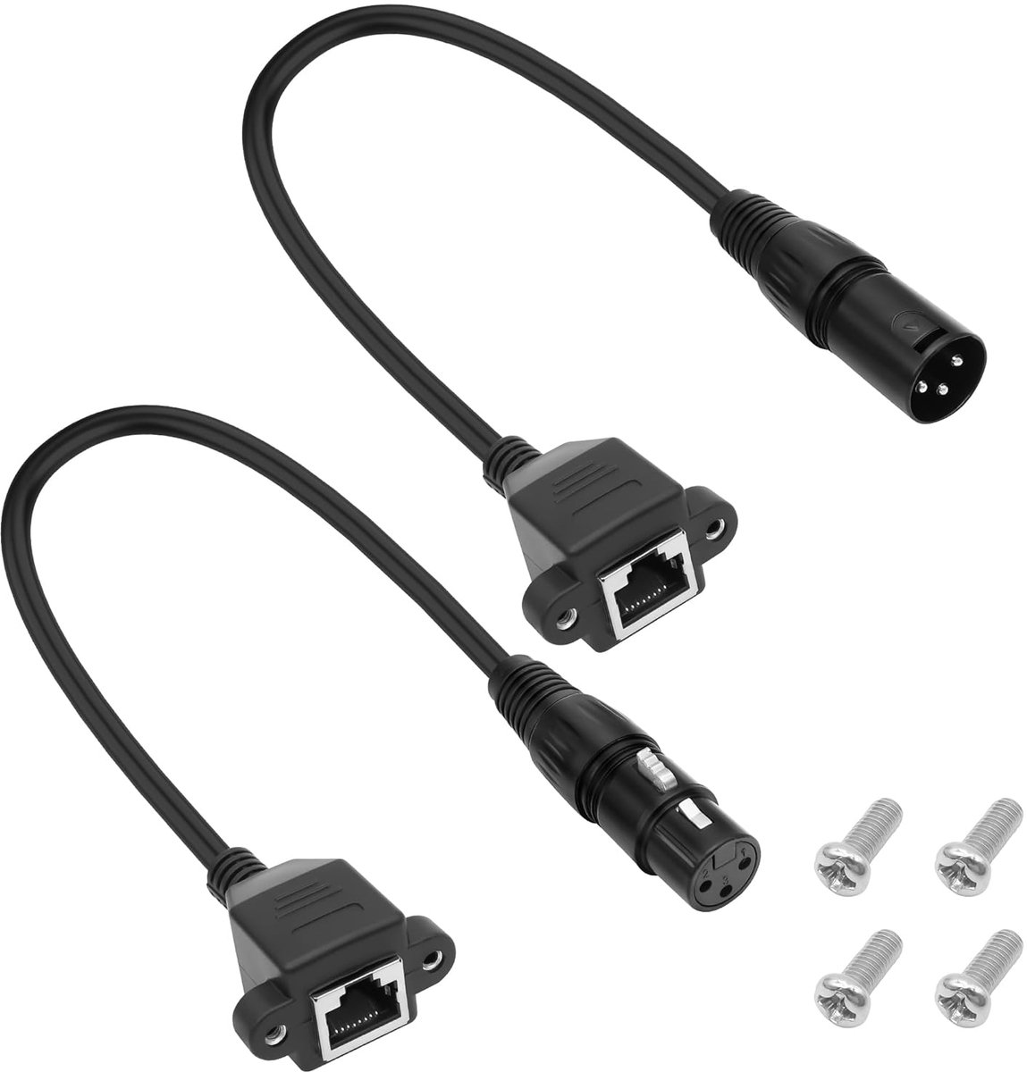 MEIRIYFA XLR 3 Pin to RJ45 Female Adapter DMX Cable, 1 Pair XLR Plug to RJ45 Bus Network Connector, Extension Cable - ShopVlot
