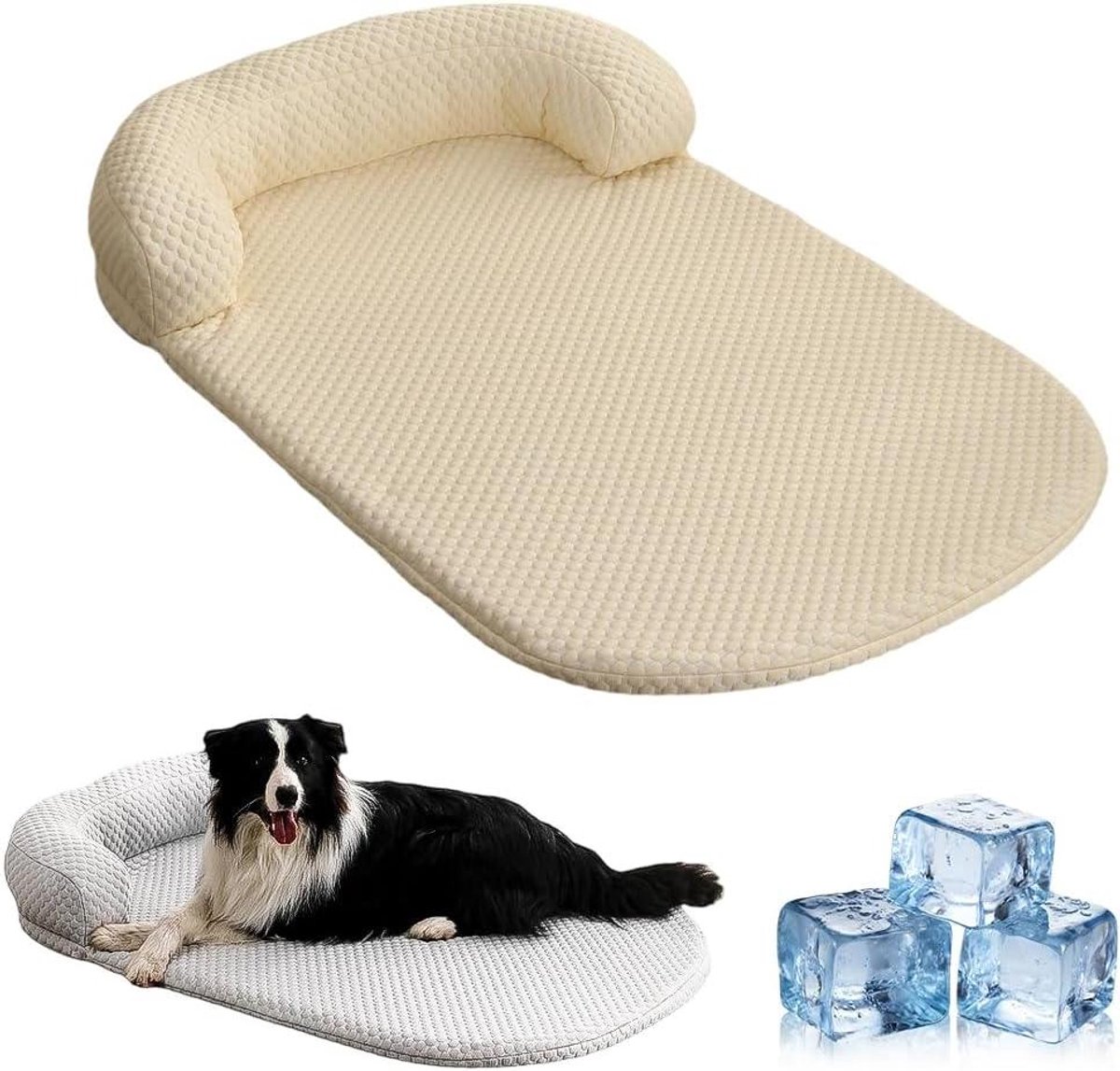 Honden koelbed - Huisdier koelmat - Zomercomfort huisdier - Ademende ijszijdestof - 18x14 inch - Beige