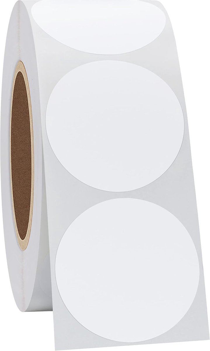 SnelShoppen - 1.5 Inch Ronde Thermische Sticker Labels - Multifunctionele Zelfklevende Labels voor Printer - 1000 Stuks - Wit - Geschikt voor Meeste T