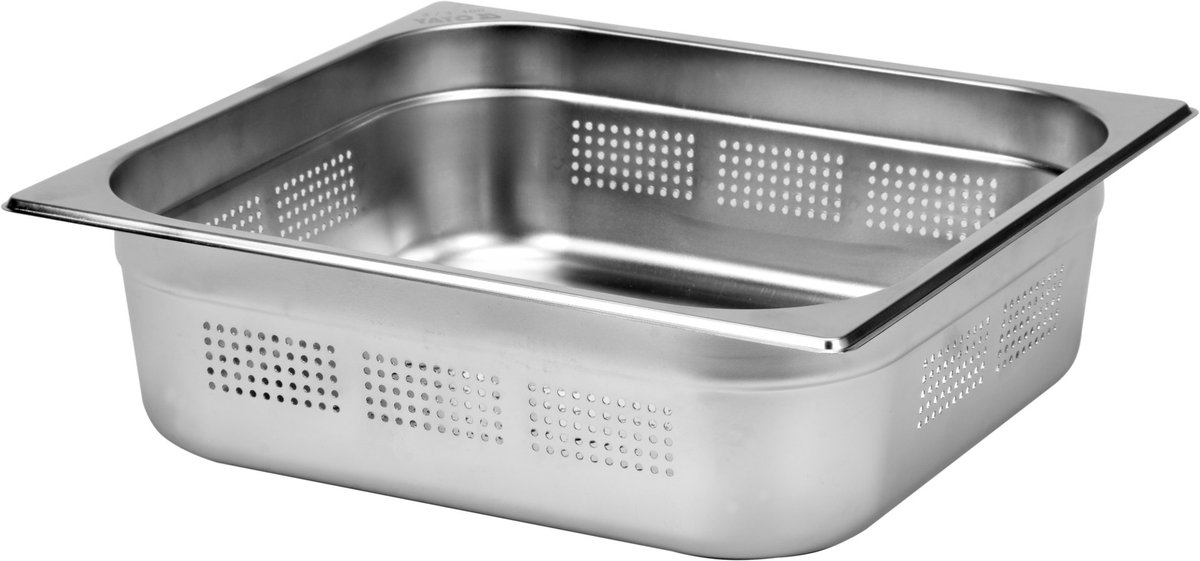 YATO Professionele Geperforeerde Gastronorm Bak GN 2/3 – 100 mm Diep – 9.0 Liter – Hoogwaardig RVS 201 – Temperatuurbestendig -40°C tot +300°C