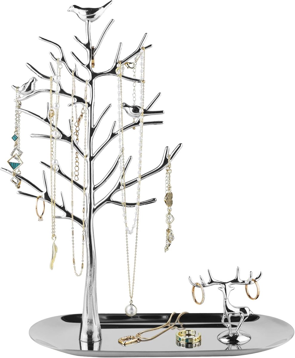 SnelShoppen - Sieradenstandaard voor Ringen, Oorbellen, Kettingen en Armbanden - Ruimtebesparende Metalen Boomvorm - Geschikt voor Woonkamer, Badkamer