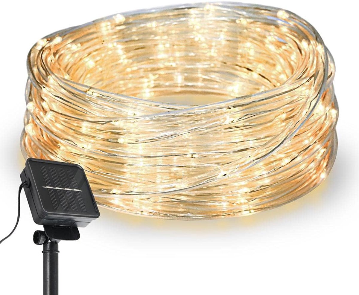 SnelShoppen - CozyHome Outdoor Light Hose 200 LED 8 Modes en Timer 12 m Solar Warm White Tuinverlichting voor Balkon en Tuin Decoratie