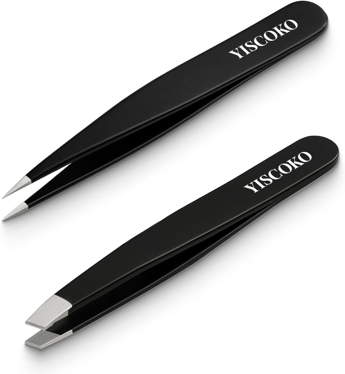 SnelShoppen - Professionele Pincet voor Gezichtsbeharing Vrouwen, RVS Wenkbrauwpincet (2 Stuks, Zwart) - Perfect voor Precisiewerk en Gevoelige Huid