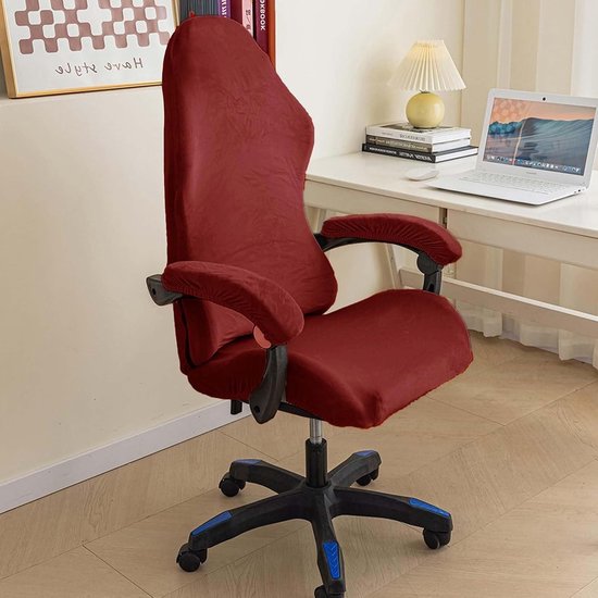 SnelShoppen - 4 Delen Gaming Stoel Hoes met Armleuningen, Anti-Slip, Verwijderbaar, Wasbaar, Goede Elasticiteit, Polyester, Rood, Voor Gaming & Comput van snelshoppen — afbeelding 5
