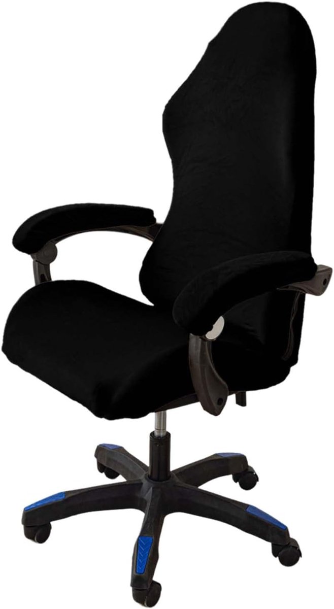 SnelShoppen - 4-delige Gaming Stoel Covers Set - Verwijderbaar & Wasbaar - Dikke Elastische Bescherming voor Computerstoelen - Zwart - Perfect voor Ga
