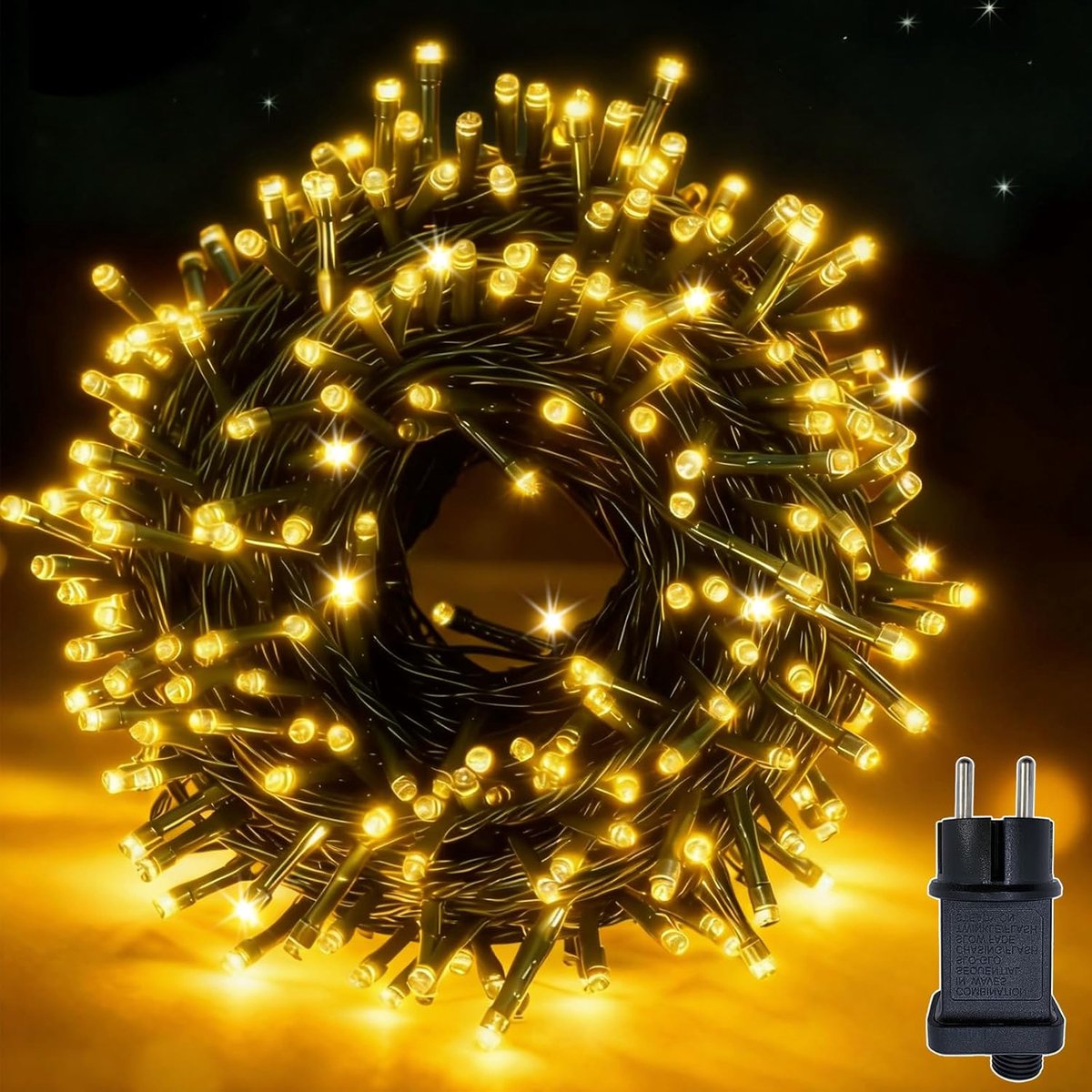 SnelShoppen - Outdoor Fairy Lights 10m 100 LED Warm White - Waterproof IP44, 8 Modes, Timer, Dark Green Kabel - Perfect voor Tuin, Feest, Bruiloft, Ke