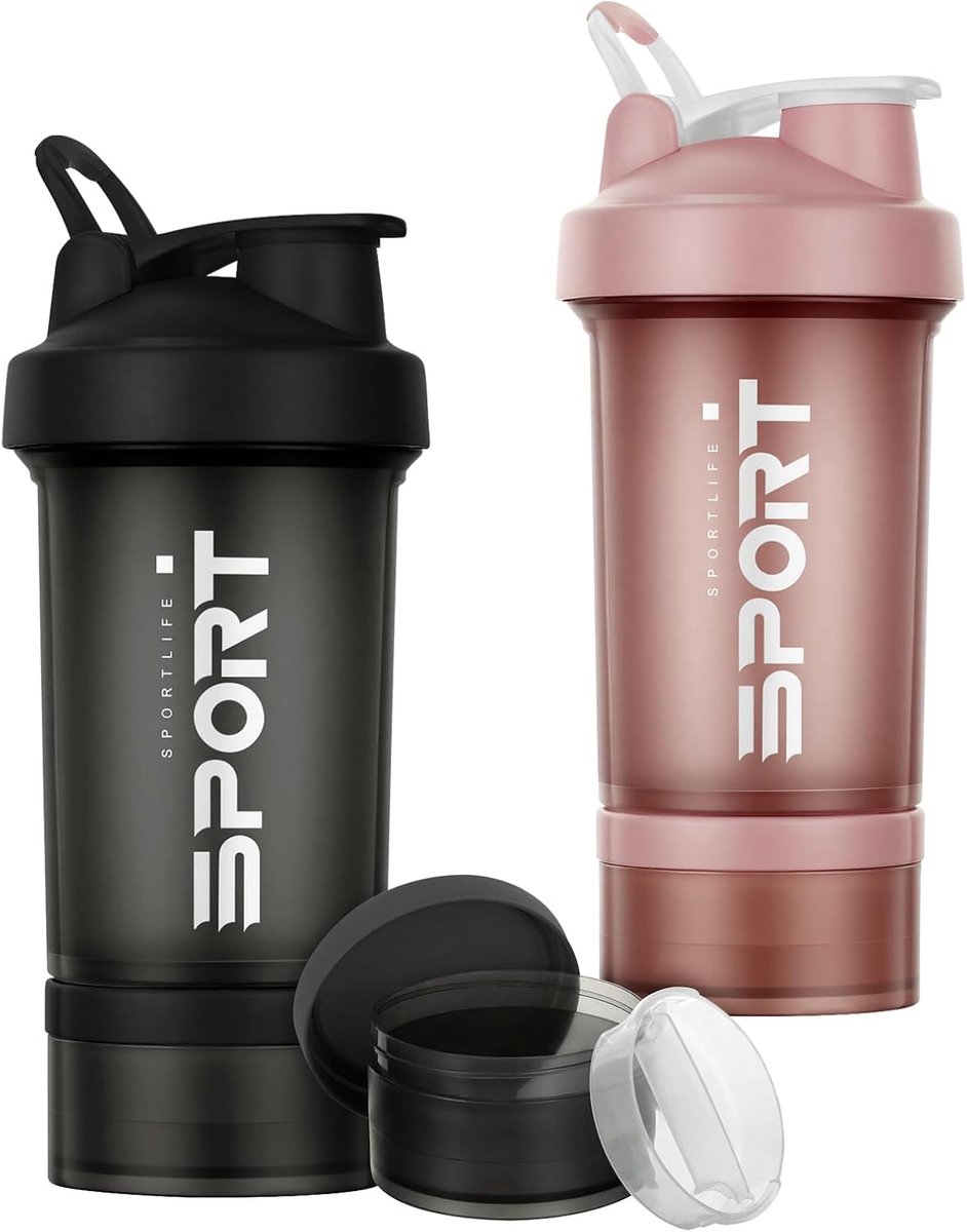 SnelShoppen - Eiwitshaker 500ml - Hoge Kwaliteit Wave Shaker - Duurzame en Veilige Eiwitshakerfles met Praktische Draaggreep - Perfect voor Sport en K