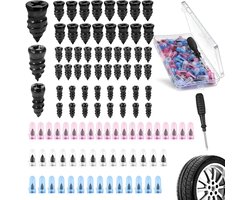 SnelShoppen - 100 stuks Vacuüm Banden Reparatie Nagels - Tubeless Banden Reparatieset voor Auto en Motorfiets met Schroevendraaier - Rubber Nagel in 3