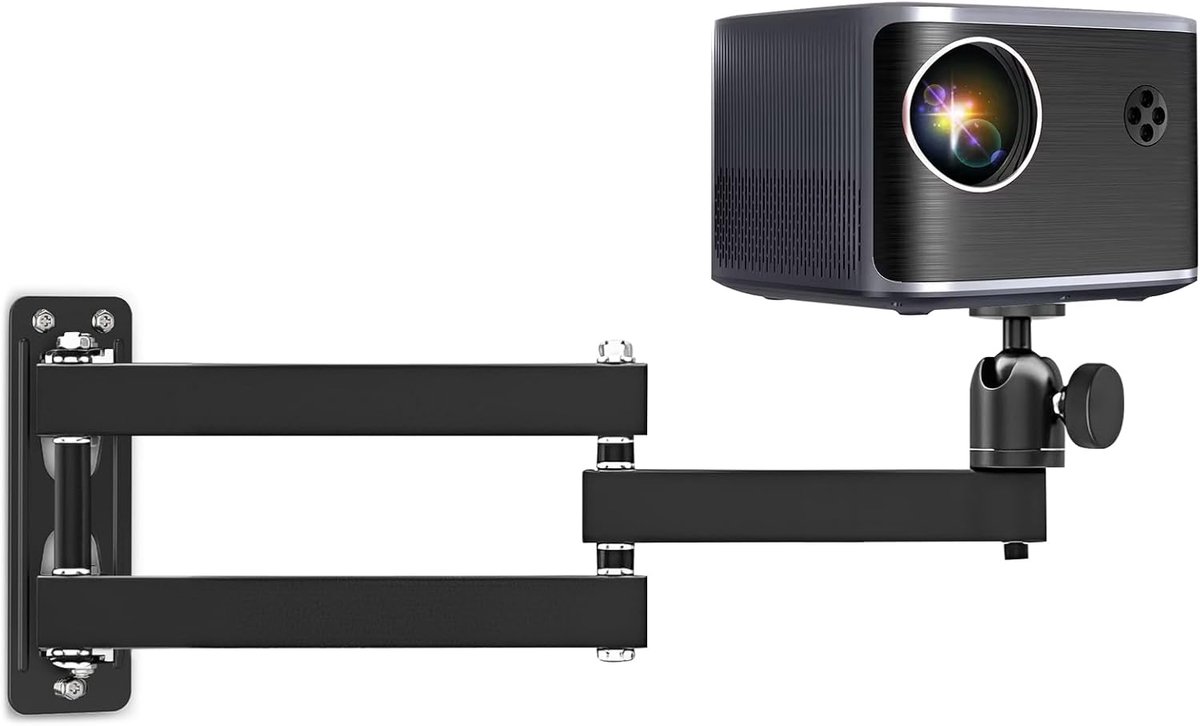 SnelShoppen - Beamerhouder Muur - 360° Draaibaar Projector Wandhouder - Universele Metalen Beamer Mount met 1/4 Inch Schroefinterface - Ideaal voor Ka