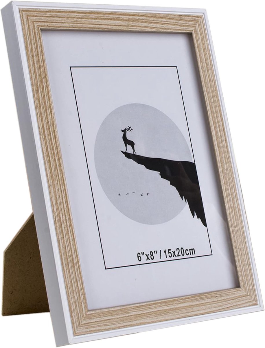 SnelShoppen - Decoratieve fotolijst van hout, 15 x 20 cm, wit hout, met standaard, perfect voor thuis, op kantoor of als cadeau voor feestdagen