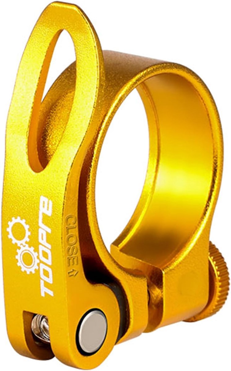 SnelShoppen - Fietszadelklem Snelspanner Zadelpen 31,8mm 34,9mm Aluminiumlegering Goud voor MTB en Racefiets - Snelsluiting Klemring