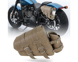 SnelShoppen - DREAMIZER Motorzadeltas - Universele Leren Motortas met Drinkflessen - Waterdichte Motoraccessoires voor Harley, Honda, Kawasaki, Suzuki