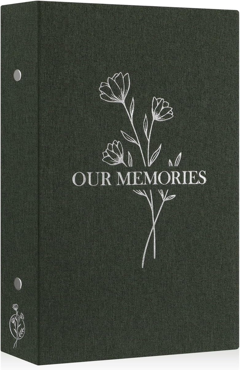 SnelShoppen - Foto Album 6x4 inch - 300 Foto's, Insteekhoezen, Linnen Cover, Groen, 'Onze Herinneringen', Ideaal voor Feest, Familie, Reizen