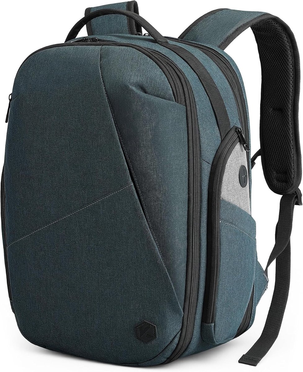 SnelShoppen - Uitbreidbare Reisrugzak 30L tot 38L - Handbagage Onder Stoel voor EasyJet - Laptop Rugzak 17 Inch Leisteen Blauw