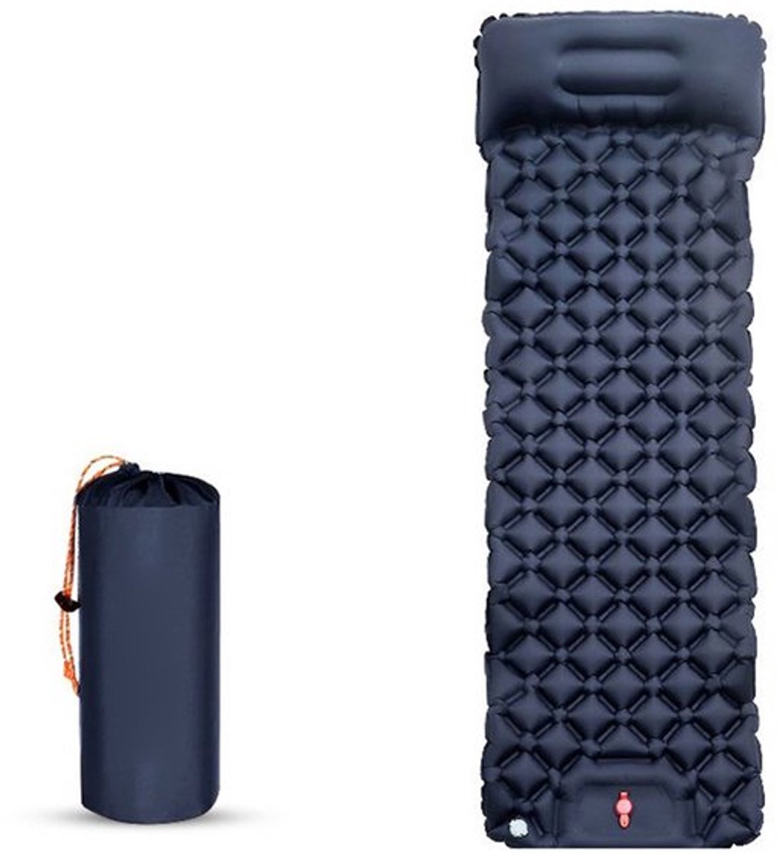 Opblaasbare Slaapmatje - 1-persoons - Luchtmatras - Opblaasmatras - Kampeermat - Buitenslaapmat met voetpomp - Hoofdkussen - Blauw - Camping - Survival - Vakantie - Strand