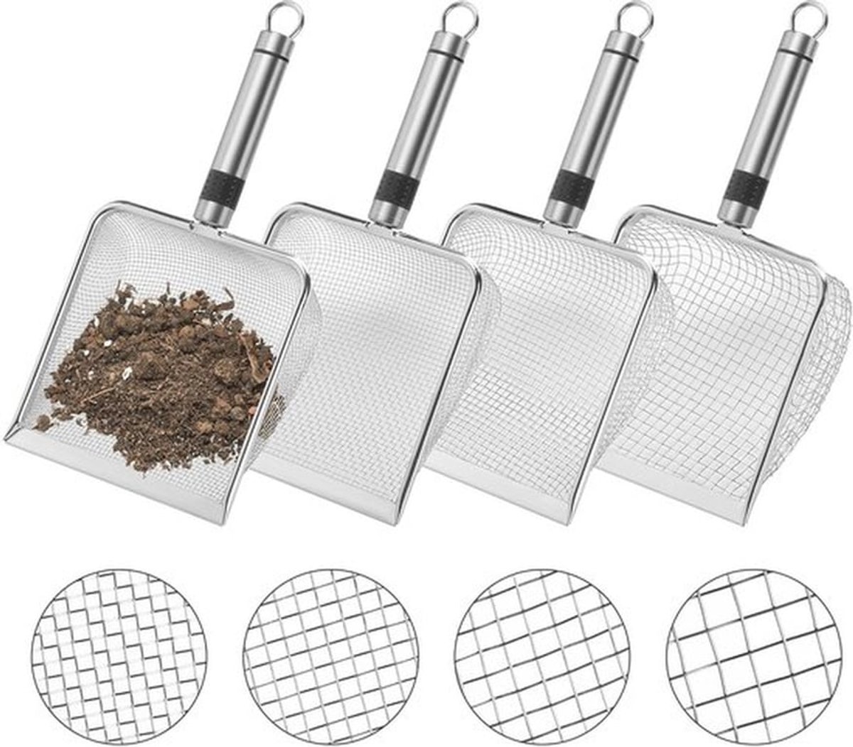 Tuinzeef van roestvrij staal - veelzijdig - 4 stuks - met handvat