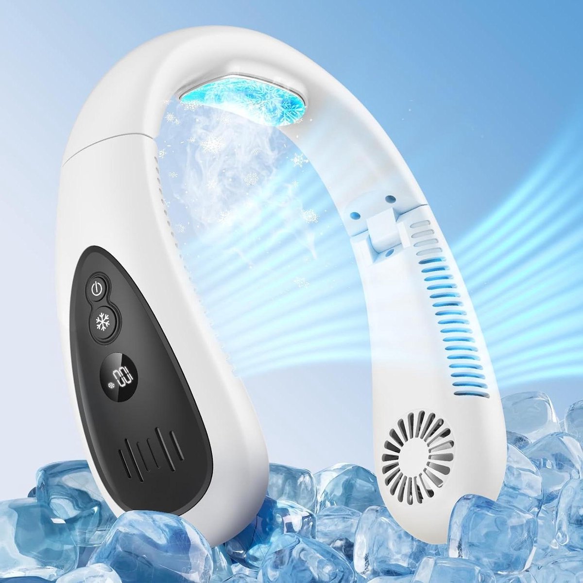 Draagbare Nekventilator - Persoonlijke Koeler - Persoonlijke Koeling - Halfgeleider Koeling - 5000 mAh - Wit