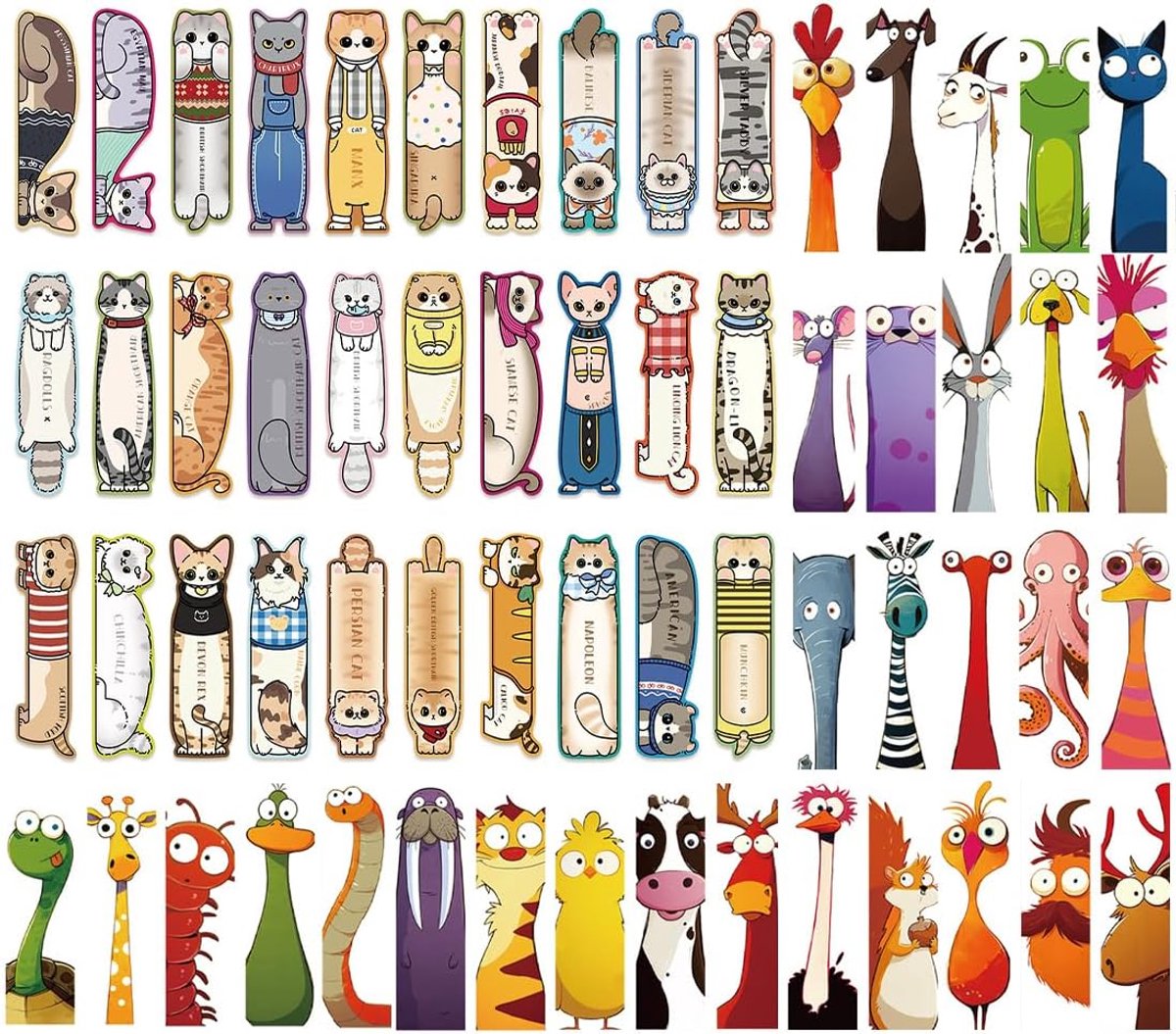 Magnetische Boekenleggers - Bladwijzers Kinderen - Boeken Markeren - Dieren Designs - 60 Stuks - Meerkleurig