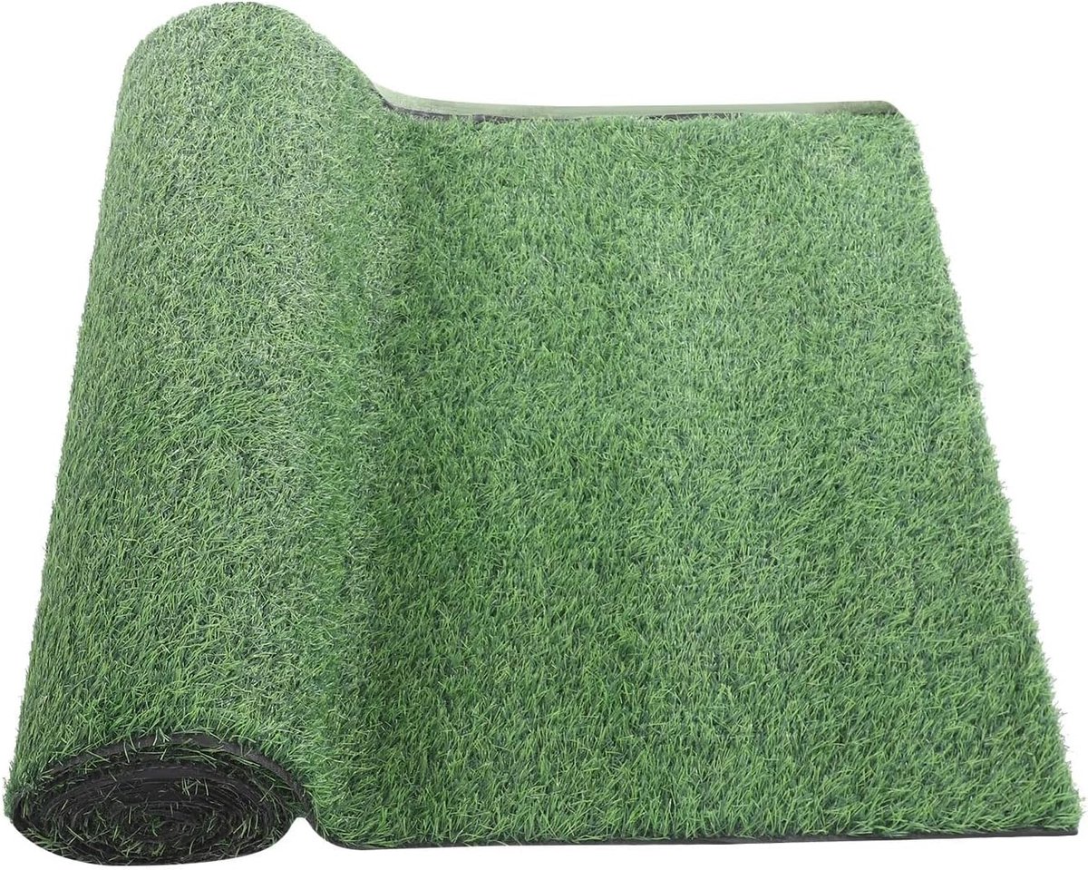 SnelShoppen - Kunstgras 10 x 1 Meter, Groen, 30 mm Hoogpolig, Waterdoorlatend, Antislip, UV-bestendig voor Tuin, Balkon en Patio