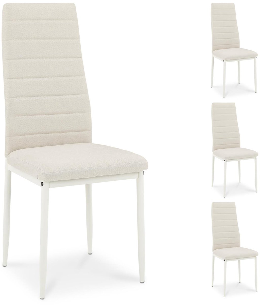 Eetkamerstoelen NATHALIE, set van 4 – Crèmewit/Ivoor
