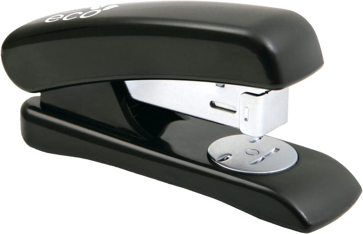 SnelShoppen - Compacte Eco Stapler voor 20 Vellen, Zwart, Duurzaam ABS, 40 mm Invoerlengte, Ideaal voor Kantoor en Thuisgebruik