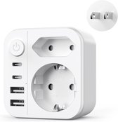 SnelShoppen - 6 IN 1 Reisadapter Japan met 4 USB-poorten en Schakelaars, Type A Reisadapter voor Amerika, China, Duitsland, Canada, Thailand, Ideaal v