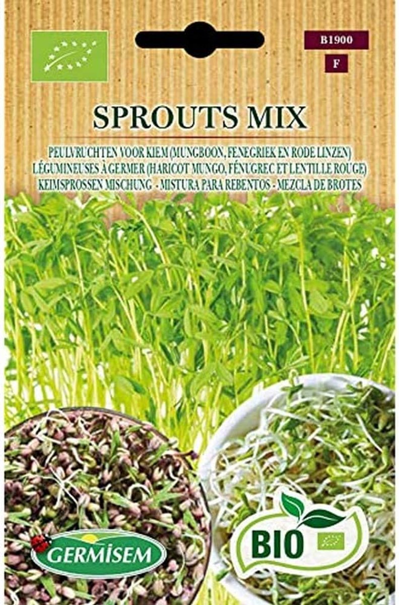 SnelShoppen - Germisem Biologische Spruiten Mix Zaden 20g - Gezonde Mungbonen en Rode Linzen voor Kruidige Salades, Smoothies, en Gezonde Snacks