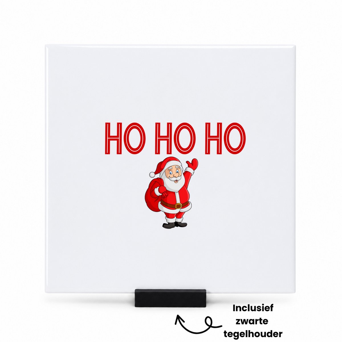 Hacebo Kerst kerstman tegeltje met tegelhouder - Kerstmis - Kerst beker - tegeltjes met tekst - winter - kerst - christmas - kerst cadeau - spreuktegels - 15x15 CM Wit