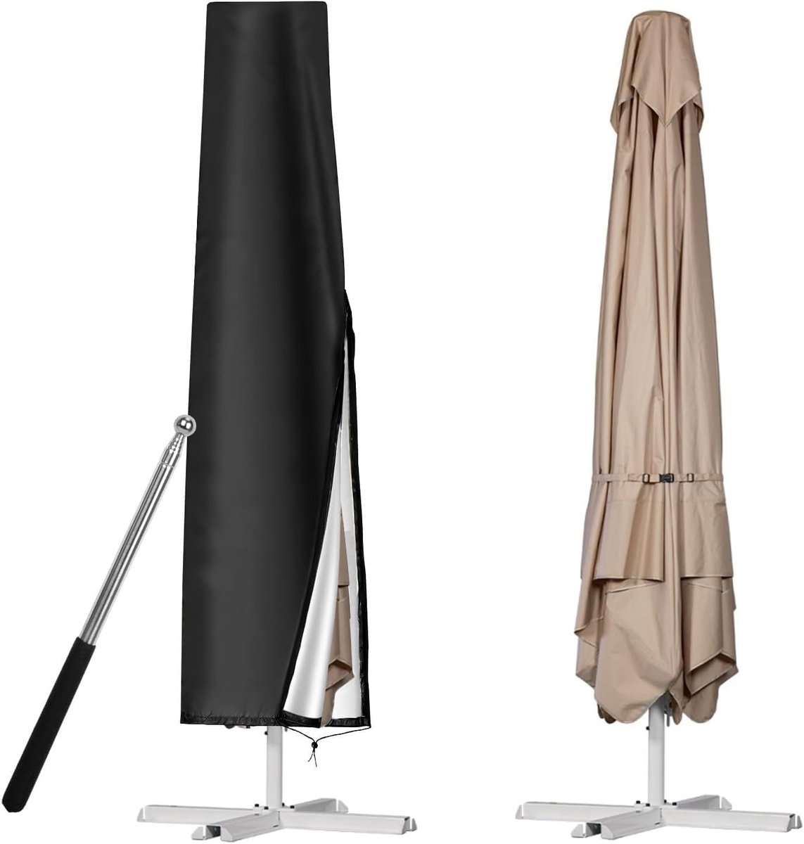 SnelShoppen - Parasol Cover 1-3m - Waterdicht 210D Oxford - UV- en Sneeuwbescherming - Tuin Parasolhoes - 190x30/50cm